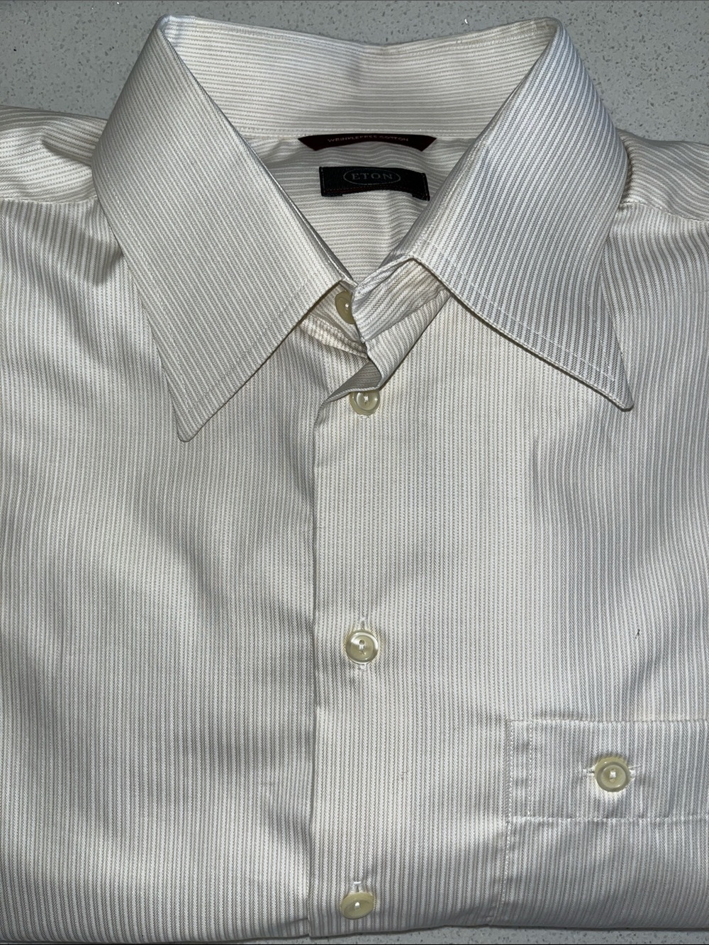 Eton Men's Light Cream Pinstripe Dress Shirt Like New